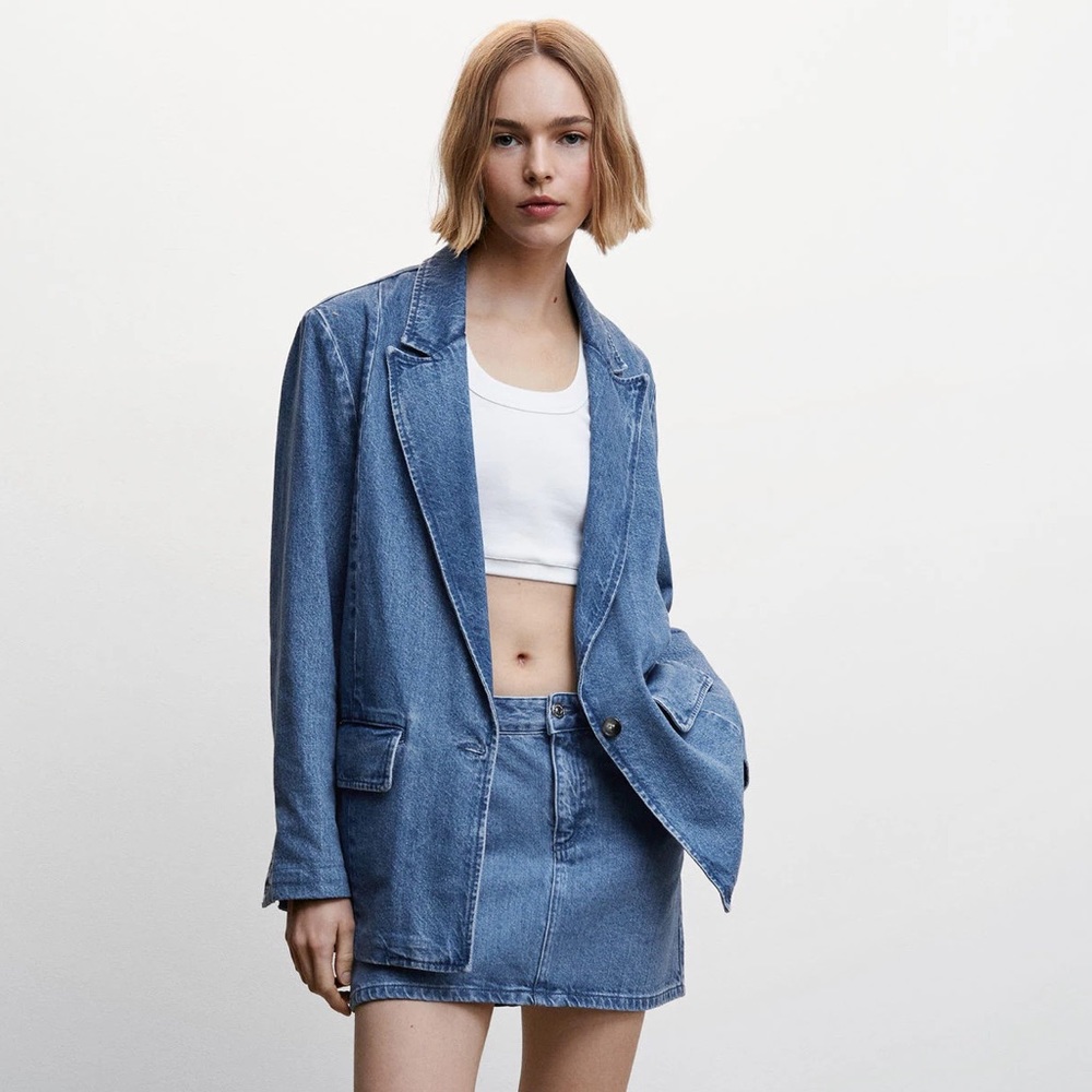 NWT Mango Denim Blazer in Blue